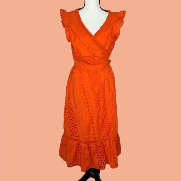 J. Crew All Over Eyelet Wrap Midi Dress - Picture 4 of 9